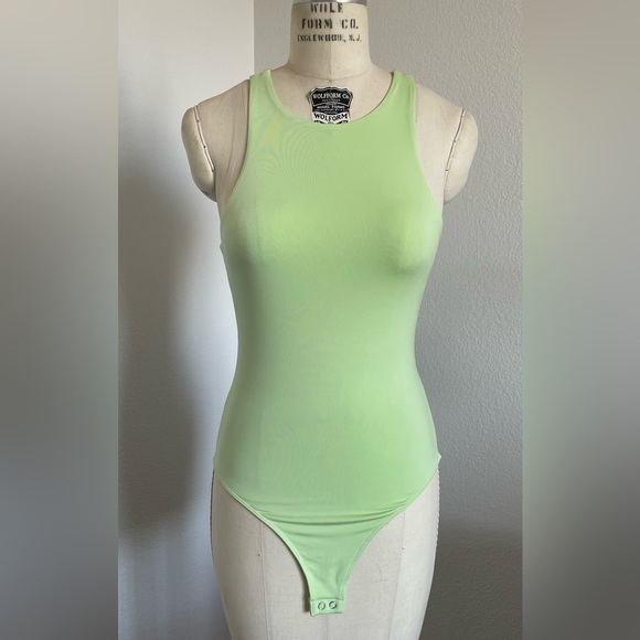 Express Tops - Express - Light Lime Green Bodycon Bodysuit NWT